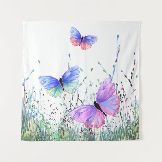 Fliegende bunte Schmetterlinge Tapestry Wandteppich (Vorderseite)