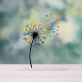 Fliegende bunte Vögel Löwenzahn-Fluss Acrylschild (Neutral)