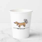 Fliegende Dackel braune Papiertassen Pappbecher (Vorderseite)