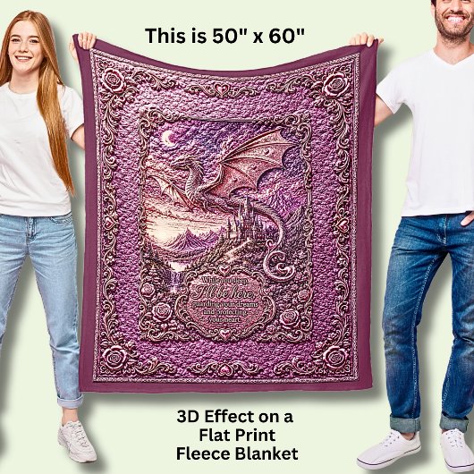 Fliegende Drachen-Rosa, während du schläfst, 3D-Ef Fleecedecke