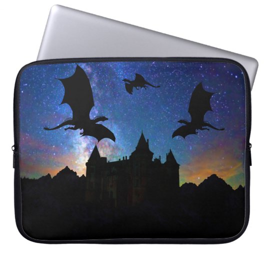 Fliegende Drachen, sternenklares Laptopschutzhülle (Vorderseite)