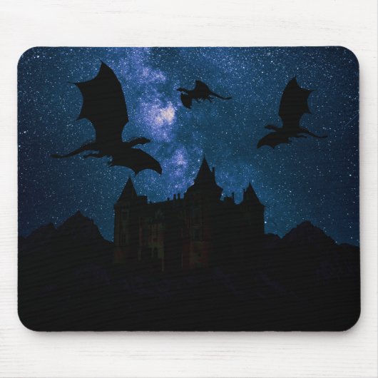 Fliegende Drachen, sternenklares Mousepad (Vorne)