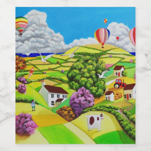 Fliegende Drachen Weinetikett (Einzelnes Label)