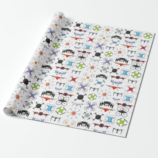 Fliegende Drohnen Geschenkpapier (Ungerollt)