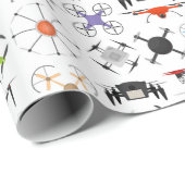 Fliegende Drohnen Geschenkpapier (Rolleneckpunkt)