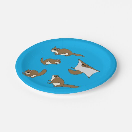 Fliegende Eichhörnchen Pappteller (Schrägansicht)