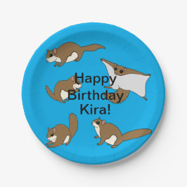 Fliegende Eichhörnchen zum Geburtstag Pappteller