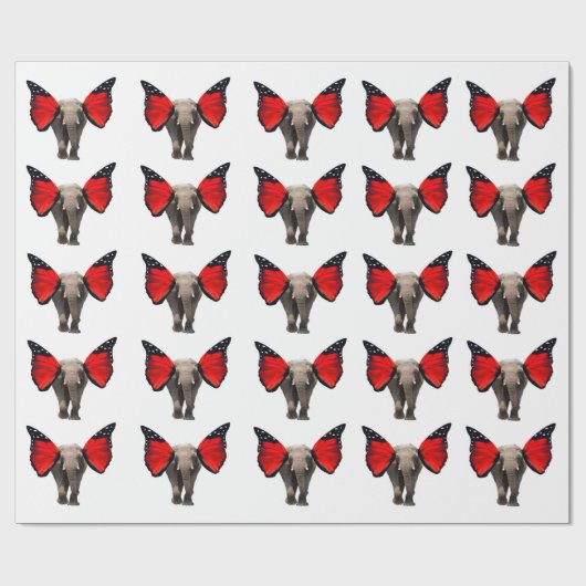 Fliegende Elefanten Wrapping Paper Geschenkpapier (Flach)