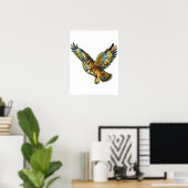 Fliegende Eule Abstrakte Farbige Pinselstrich-Kuns Poster (Heimbüro)