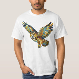 Fliegende Eule Abstrakte Farbige Pinselstrich-Kuns T-Shirt