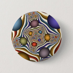 Fliegende, farbenfrohe moderne abstrakte Fractal-K Button