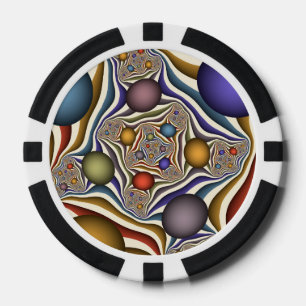 Fliegende, farbenfrohe moderne abstrakte Fractal-K Pokerchips