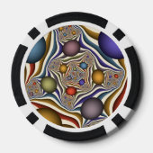 Fliegende, farbenfrohe moderne abstrakte Fractal-K Pokerchips (Rückseite)