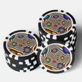 Fliegende, farbenfrohe moderne abstrakte Fractal-K Pokerchips (Stapel)
