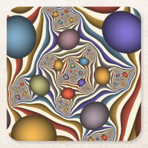 Fliegende, farbenfrohe moderne abstrakte Fractal-K Rechteckiger Pappuntersetzer