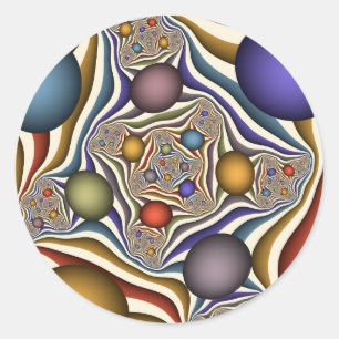 Fliegende, farbenfrohe moderne abstrakte Fractal-K Runder Aufkleber