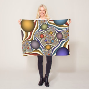 Fliegende, farbenfrohe, moderne, abstrakte Fraktal Fleecedecke