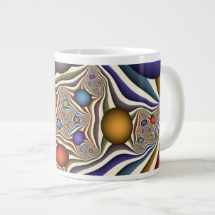 Fliegende farbenfrohe moderne abstrakte Fraktalkun Jumbo-Tasse