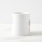 Fliegende farbenfrohe Vögel Löwenzahn Fluss Kaffeetasse (Mittel)