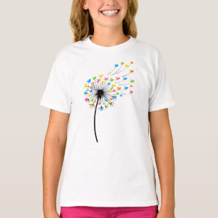 Fliegende farbenfrohe Vögel Löwenzahn Fluss T-Shirt