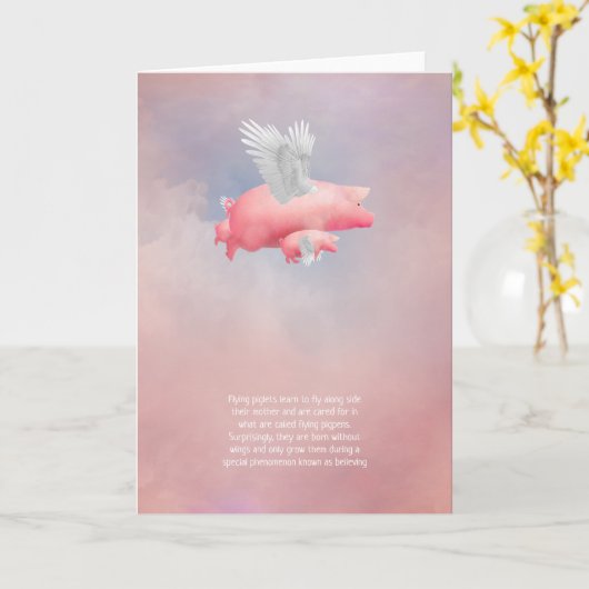 Fliegende Ferkel Karte (Gelbe Blume)