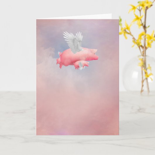 Fliegende Ferkel Karte (Gelbe Blume)