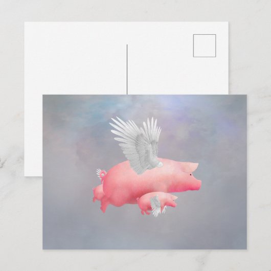Fliegende Ferkel Postkarte (Vorne/Hinten)
