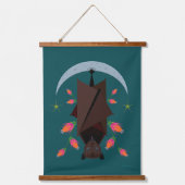 Fliegende Fox-Aquamarine Holzteppiche Wandteppich Mit Holzrahmen (Vorderseite)