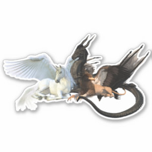 Fliegende Freunde Drache Greif Einhorn Pegasus Aufkleber