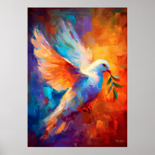 Fliegende Friedenstaube Impressionistische Malerei Poster