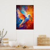 Fliegende Friedenstaube Impressionistische Malerei Poster (Küche)