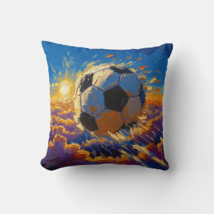 Fliegende Fußball-Ball-Kunst (Ölgemälde Nr. 2) Kissen