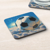 Fliegende Fußball-Ball-Kunst (Ölgemälde Nr. 5) Getränkeuntersetzer (Linke Seite)