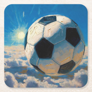 Fliegende Fußball-Ball-Kunst (Ölgemälde Nr. 5) Rechteckiger Pappuntersetzer