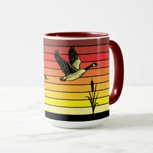 Fliegende Gänse & Retro-Sonnenuntergang Tasse