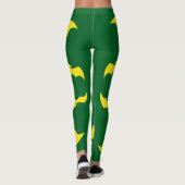 Fliegende gelbe Halloween-Fledermäuse Leggings (Rückseite)