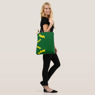 Fliegende gelbe Halloween-Fledermäuse Tasche