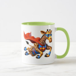 Fliegende Giraffe mit rotem Umhang. Tasse