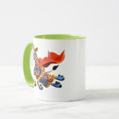 Fliegende Giraffe mit rotem Umhang. Tasse (Vorderseite Links)