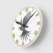 Fliegende graue Cockatiel-Papageien-Wanduhr Runde Wanduhr (Winkel)