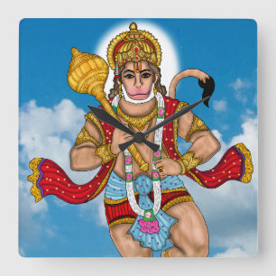 Fliegende Hanuman-Wanduhr Quadratische Wanduhr