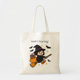 Fliegende Hexe auf Besen Trick o' Treat-Tasche Tragetasche