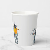 Fliegende Hexe auf einem Besen und Spuk HausHallow Pappbecher (Links)