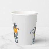 Fliegende Hexe auf einem Besen und Spuk HausHallow Pappbecher (Rechts)