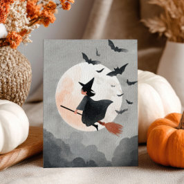 Fliegende Hexe auf ihrem Niedlichen Halloween im Z Postkarte