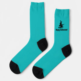 Fliegende Hexe auf Türkis - Frohes Halloween - Soc Socken
