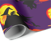 Fliegende Hexe bei Vollmond Geschenkpapier (Rolleneckpunkt)