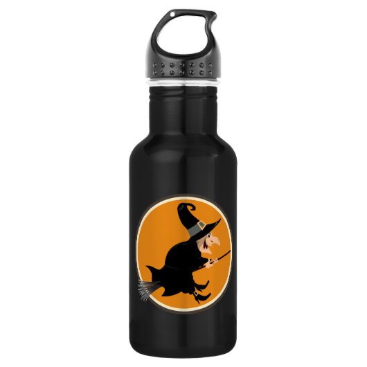 Fliegende Hexe Halloween Edelstahlflasche (Vorderseite)