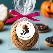 Fliegende Hexe & Katzenschwarz & Weiß Halloween