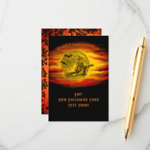 Fliegende Hexe mit schwarzer Katze, Halloween-Nach Begleitkarte